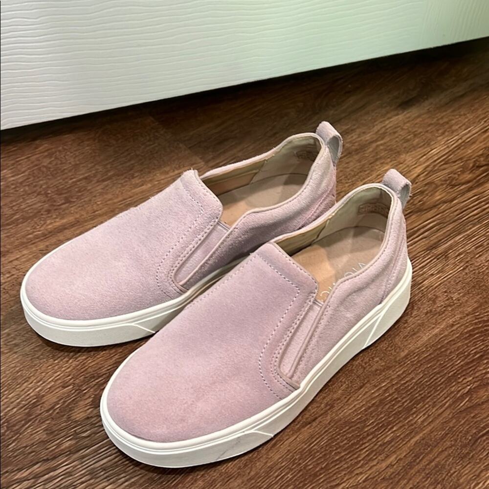 Light Pink Suede Slip-On Vionic Sneakers